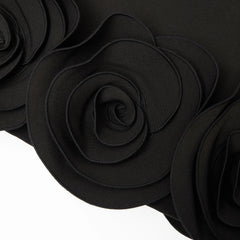Crepe 3D Flower Mini Dress - Black