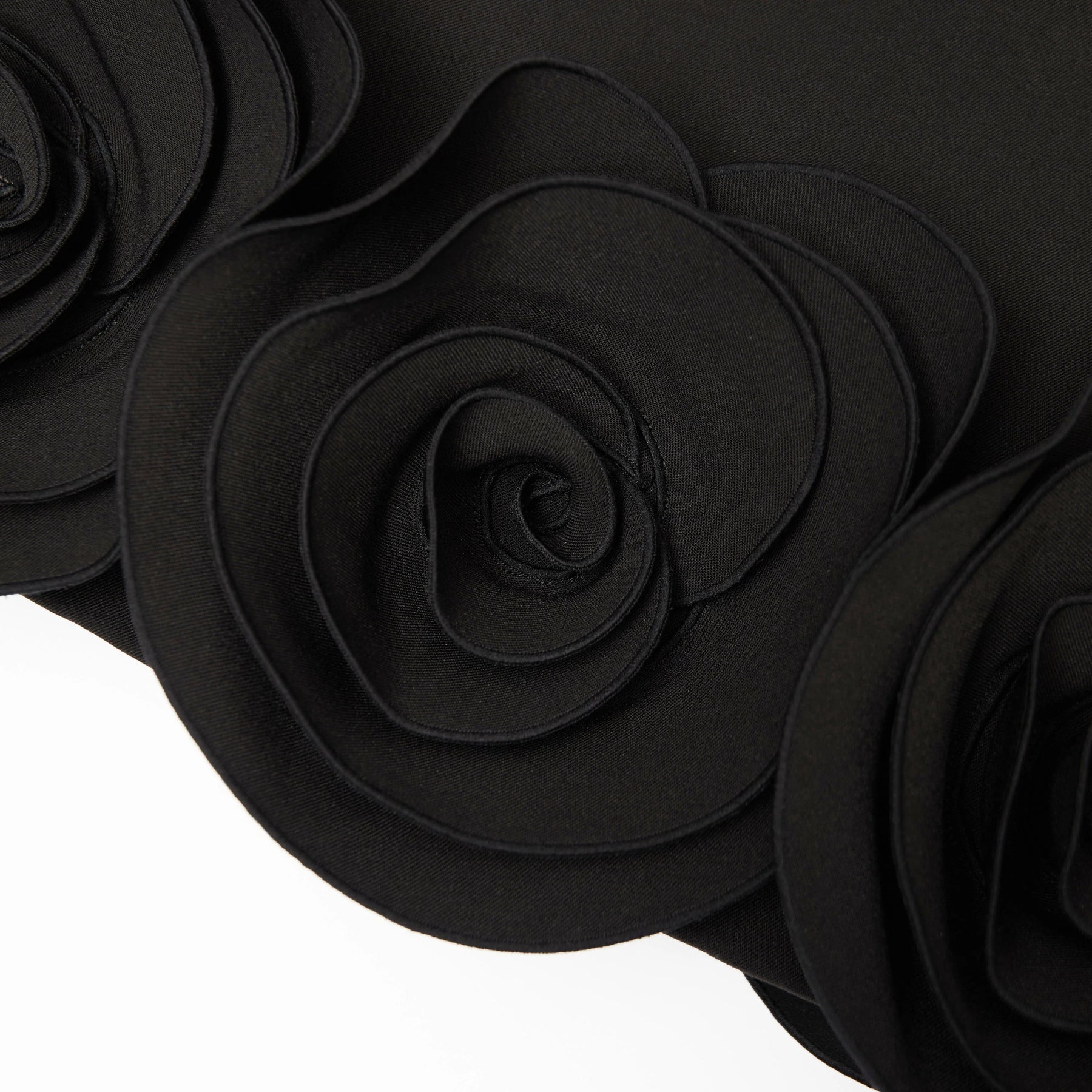Crepe 3D Flower Mini Dress - Svart