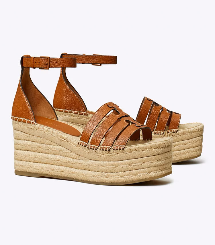 Ines Cage Wedge Espadrille 80mm - Bourbon