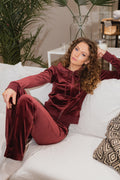 Del Ray Classic Velour Pant Pocket - Tawny Port