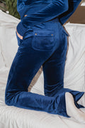 Del Ray Classic Velour Pant Pocket - Blue Depths