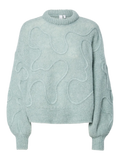 Y.A.S Yasbrida Ls Wool Blend Knit Pullover - Silver Blue Silver Metallic
