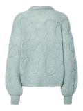 Y.A.S Yasbrida Ls Wool Blend Knit Pullover - Silver Blue Silver Metallic