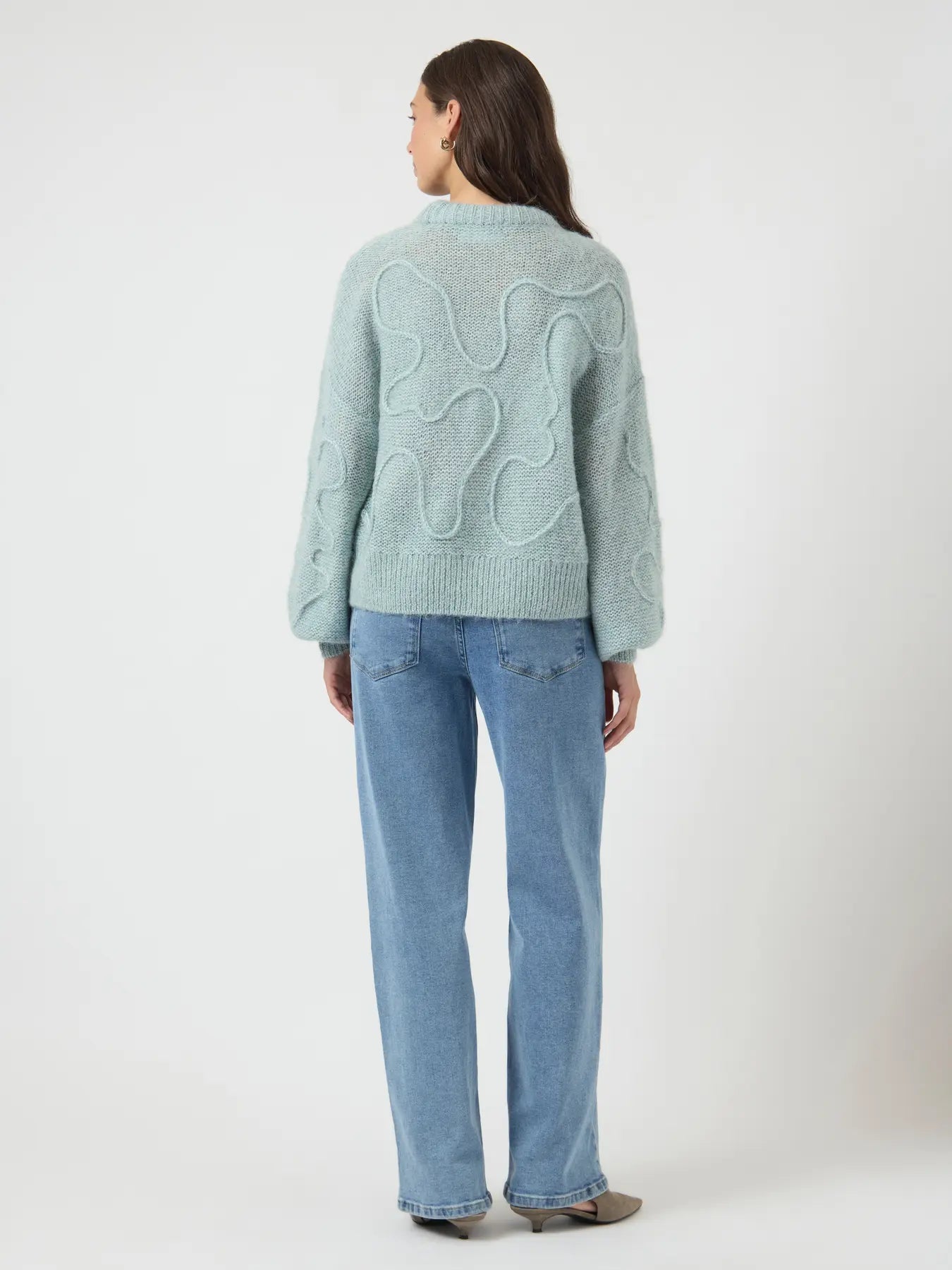 Y.A.S Yasbrida Ls Wool Blend Knit Pullover - Silver Blue Silver Metallic