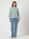 Y.A.S Yasbrida Ls Wool Blend Knit Pullover - Silver Blue Silver Metallic