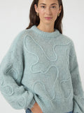 Y.A.S Yasbrida Ls Wool Blend Knit Pullover - Silver Blue Silver Metallic
