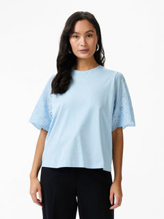 Yaslex Ss Top W. Emb Sleeves S. - Clear Sky