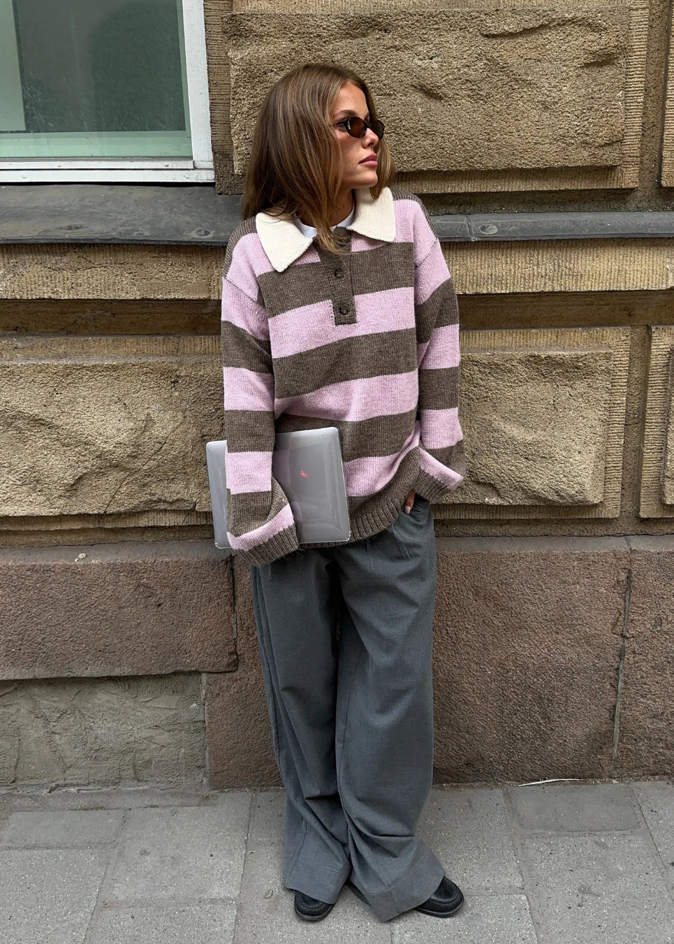 Pelham Stripe Polo - Lilac Chocolate