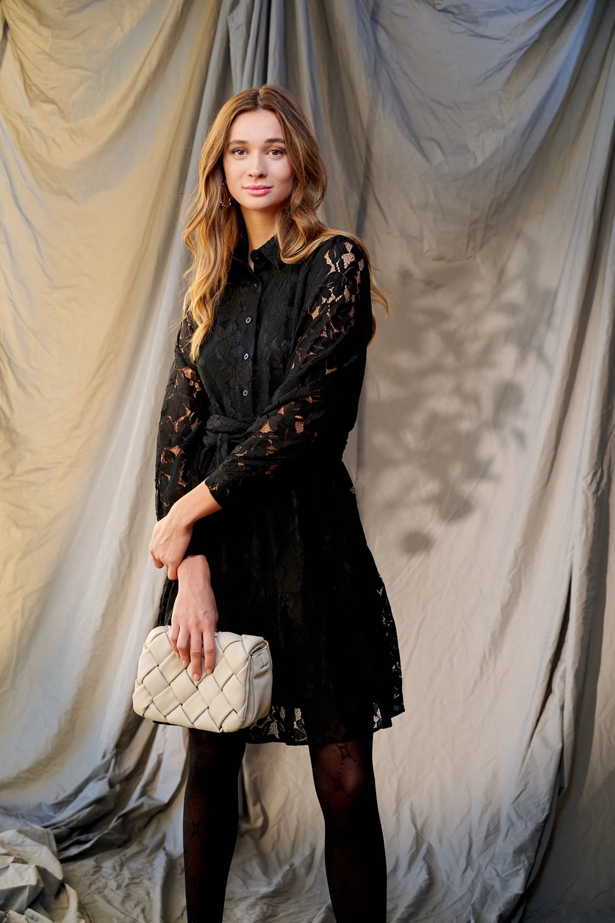 Pixi Shirt Dress Lace - Black