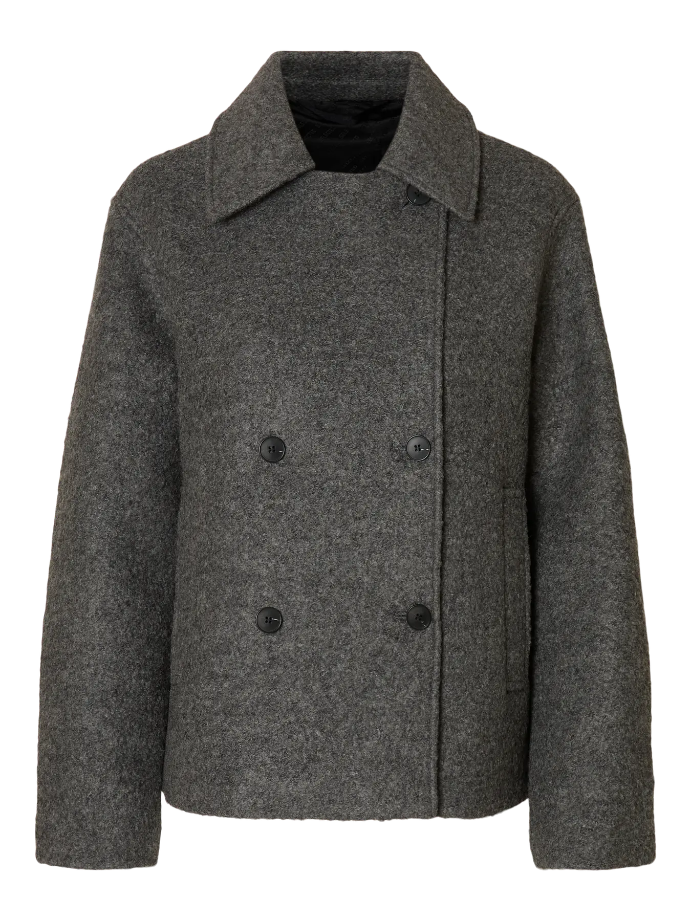 Alma Boucle Wool Blend Jacket - Medium Grey Melange