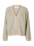 Alva Ls Knit Stripe V-Kofta - Birch Lgm + Birch