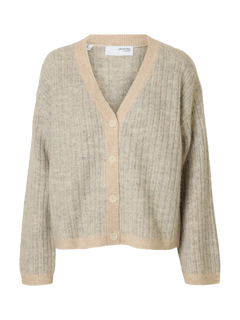 Alva Ls Knit Stripe V-Cardigan - Birch Lgm + Birch