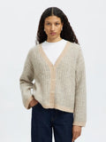 Alva Ls Knit Stripe V-Kofta - Birch Lgm + Birch