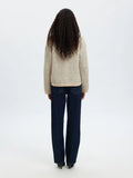 Alva Ls Knit Stripe V-Kofta - Birch Lgm + Birch