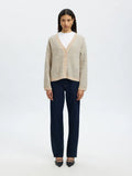 Alva Ls Knit Stripe V-Kofta - Birch Lgm + Birch