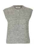 Lulu Sl Button O-Neck Vest - Ljusgråmelerad
