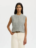 Lulu Sl Button O-Neck Vest - Ljusgråmelerad