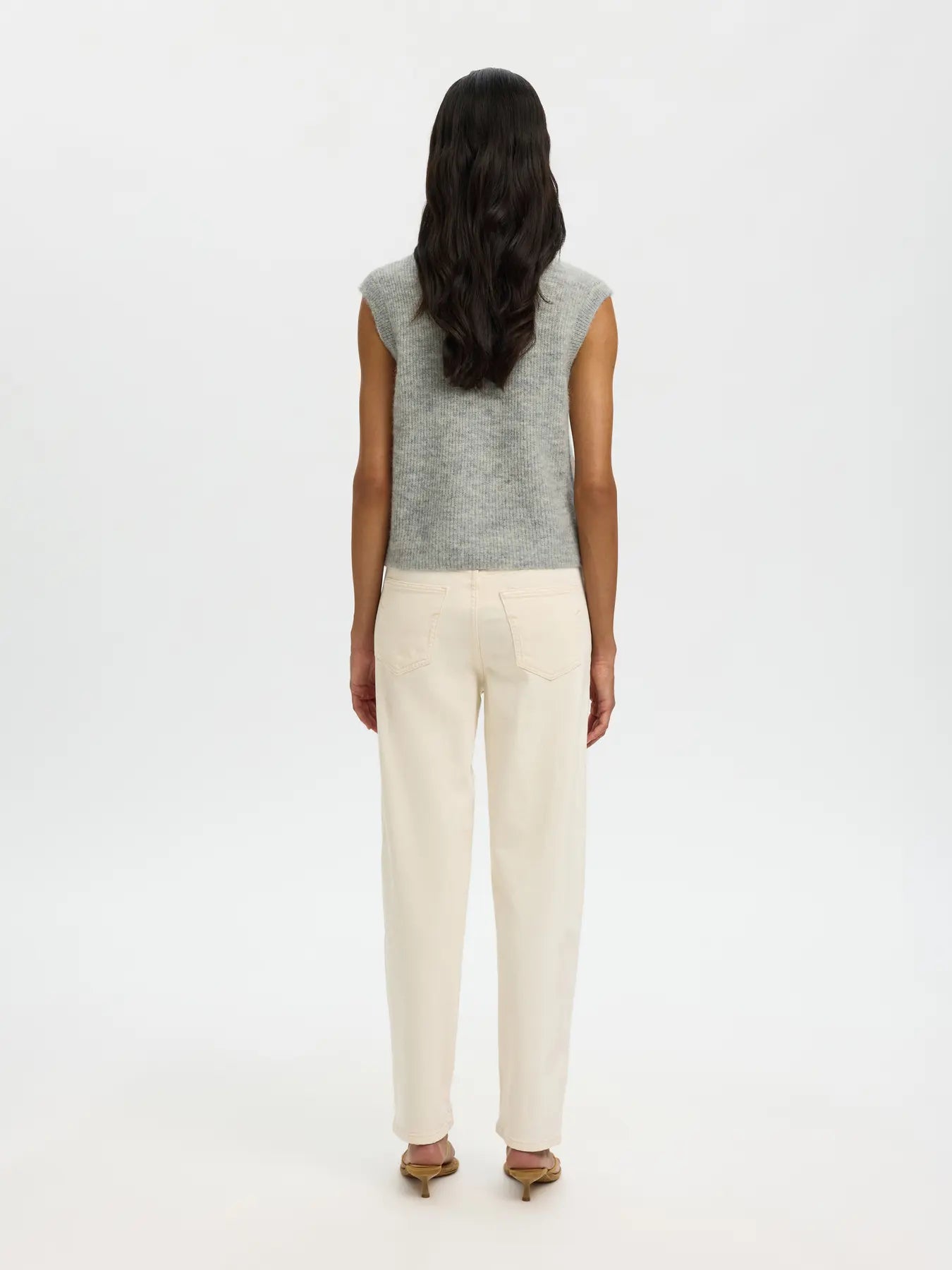 Lulu Sl Button O-Neck Vest - Ljusgråmelerad