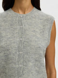 Lulu Sl Button O-Neck Vest - Ljusgråmelerad