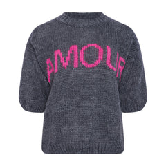 Amour Knit - Dark Grey/Pink
