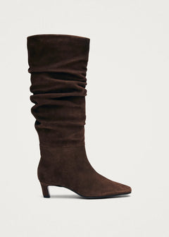 Kalila Suede Leather Boots - Brown