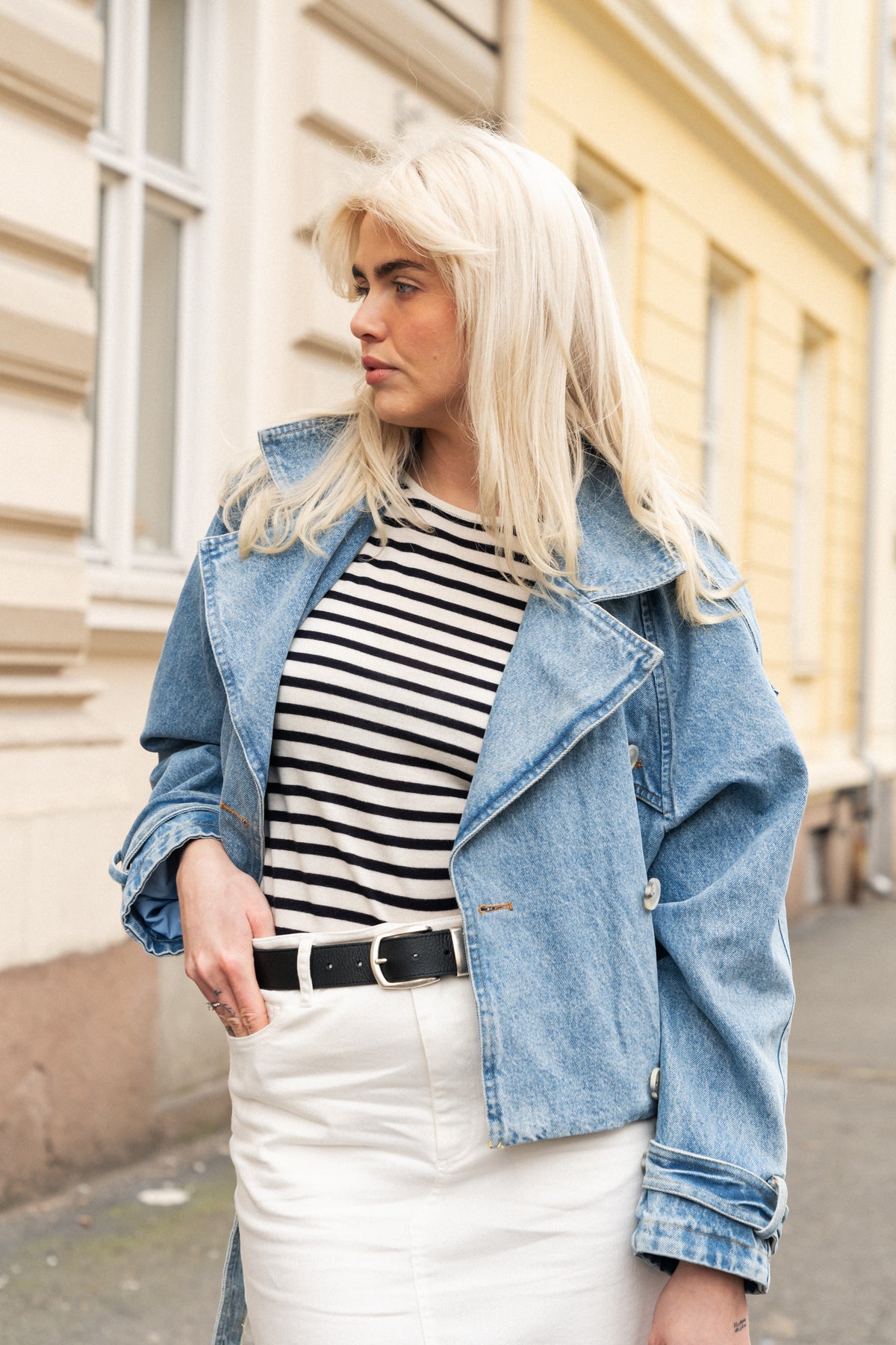 Bobby Denim Trench Jacket - Blue