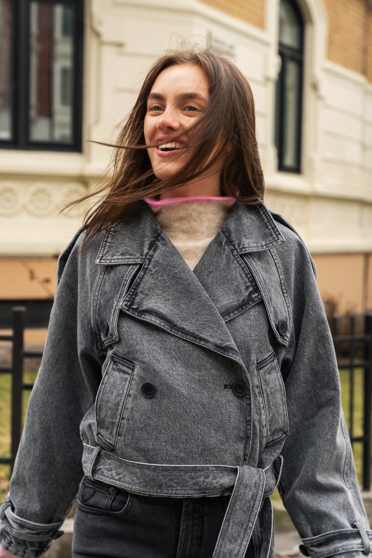 Bobby Denim Trench Jacket - Black