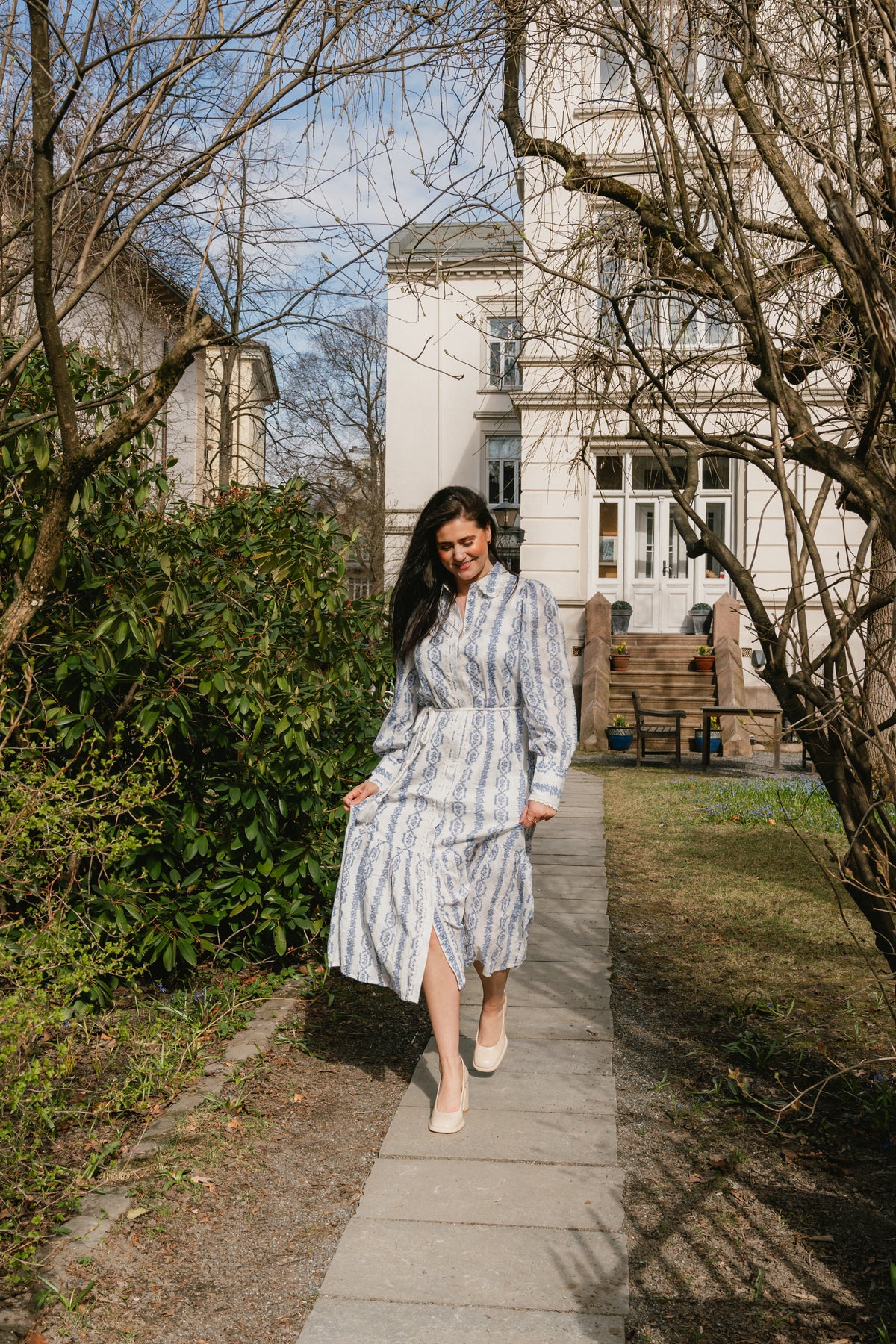 Yastovina Ls Long Shirt Dress - Star White Tovina Print