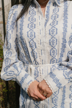 Yastovina Ls Long Shirt Dress - Star White Tovina Print