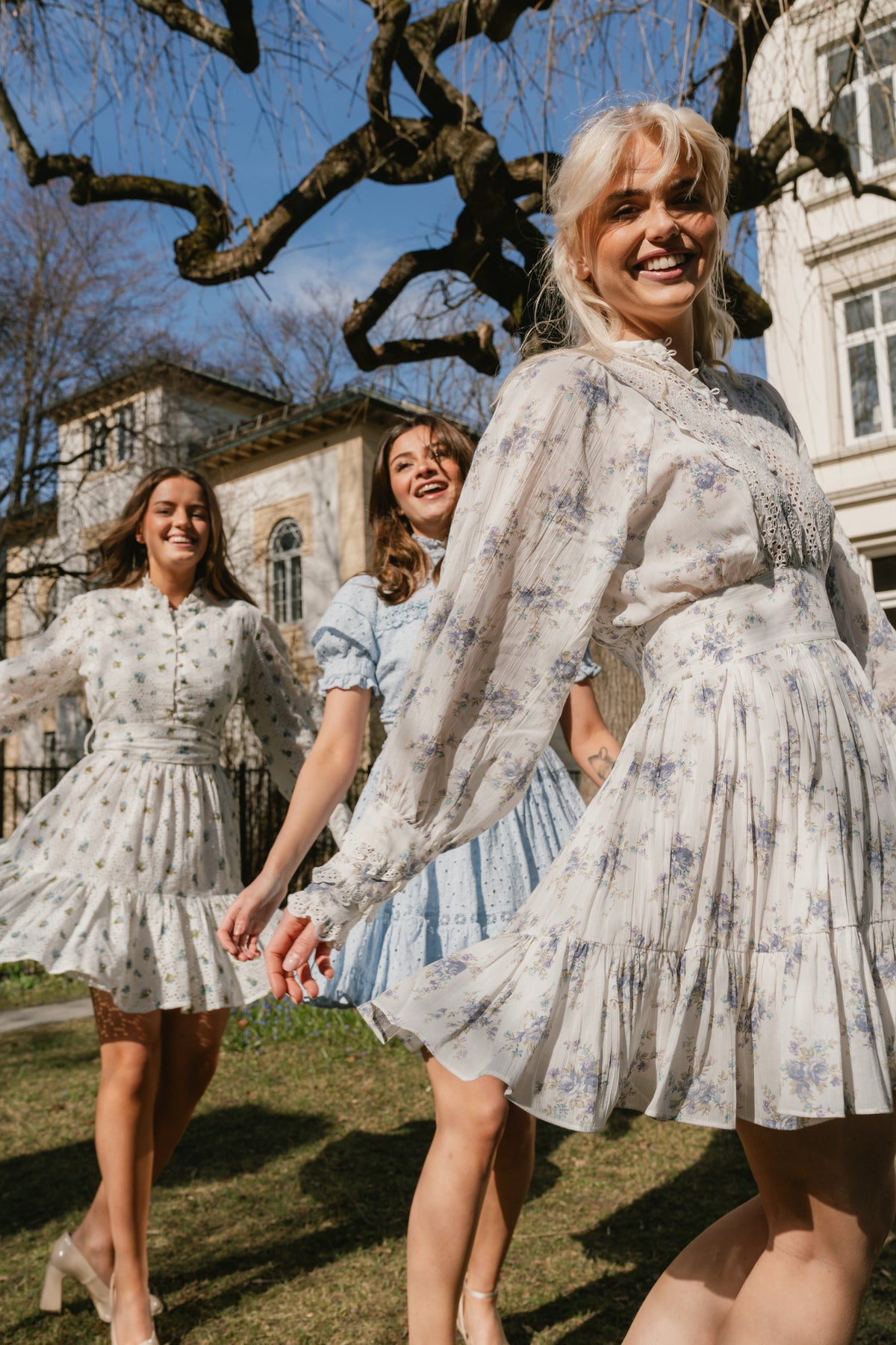 Cotton Slub Mini Dress - Flower Buds