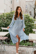 Sally Long Dress - Blue White Flower
