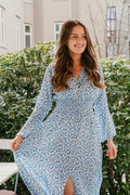 Sally Long Dress - Blue White Flower