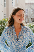 Sally Long Dress - Blue White Flower