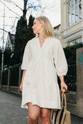 Hillie 3/4 Short Linen Dress B - Snow White