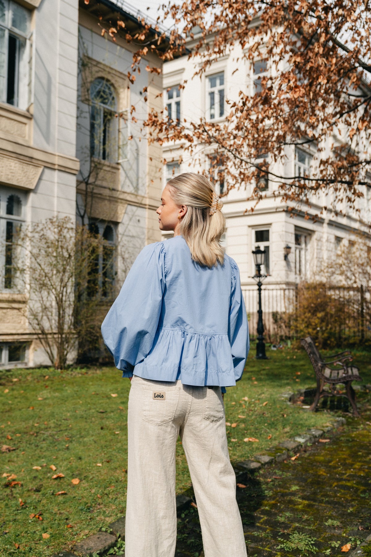 Bessie C Poplin Blouse - Light Blue