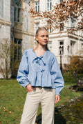 Bessie C Poplin Blouse - Light Blue