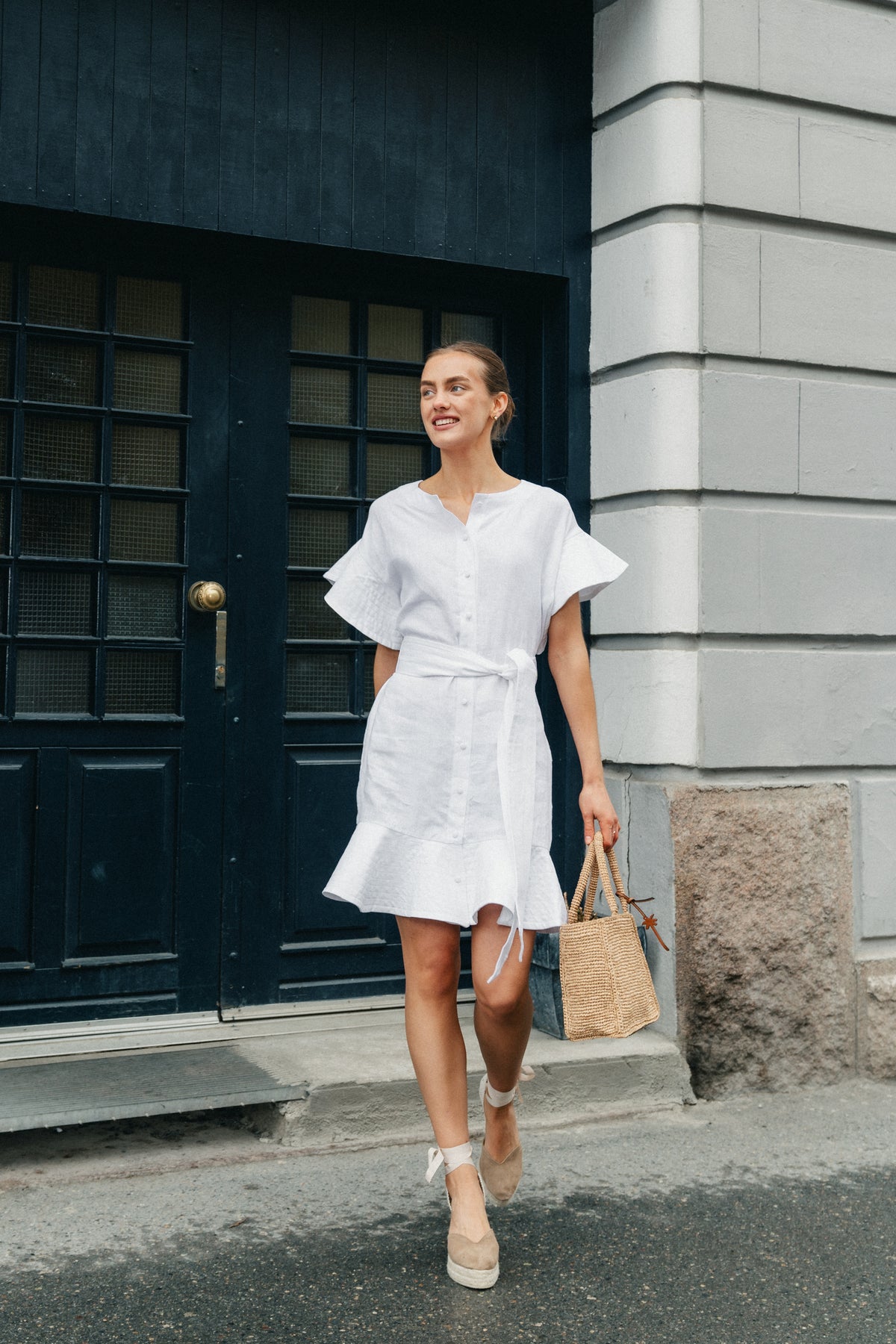 Fia Linen Dress - White