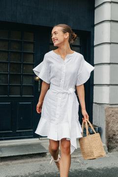 Fia Linen Dress - White