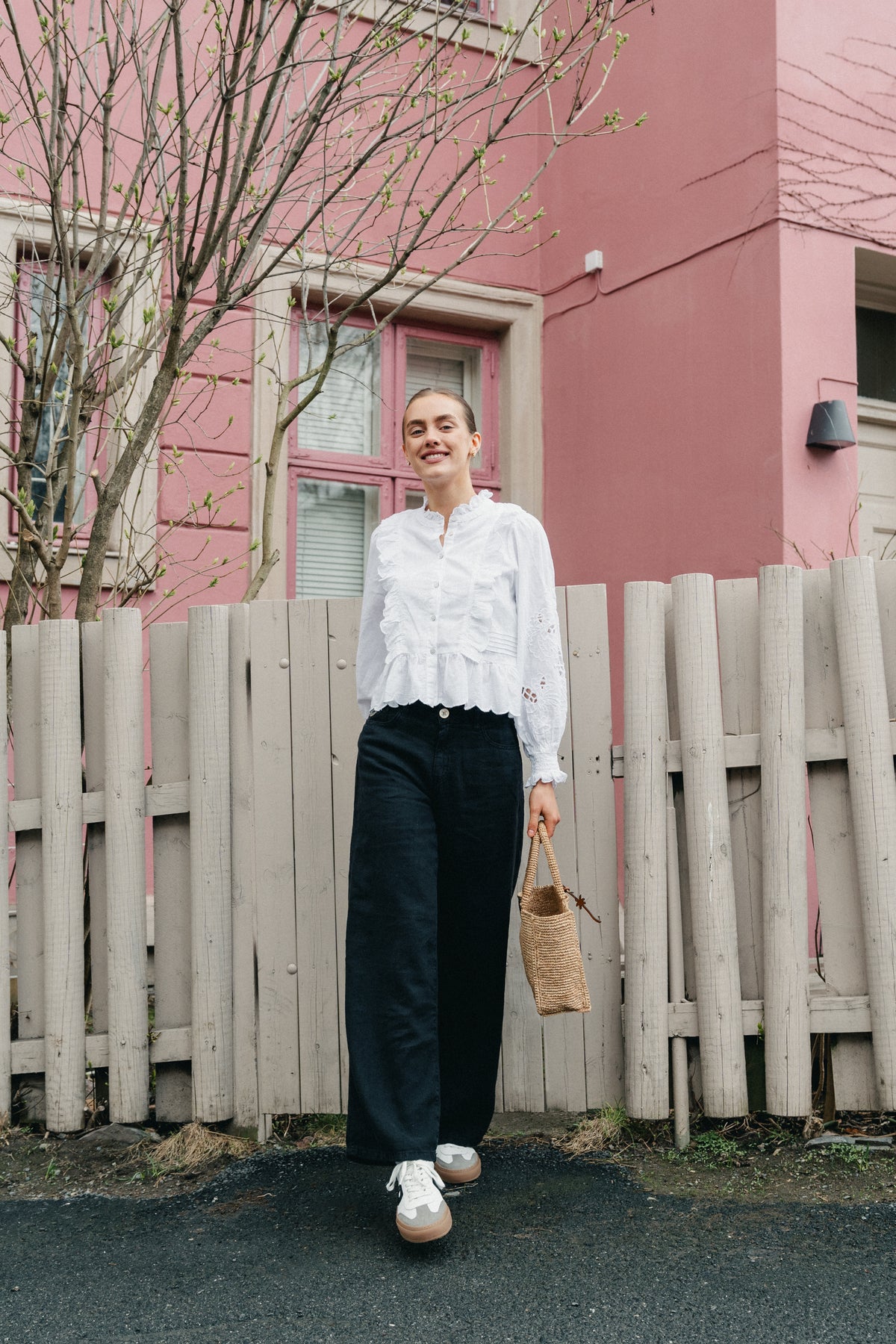Petrine Embroidery Blouse - White
