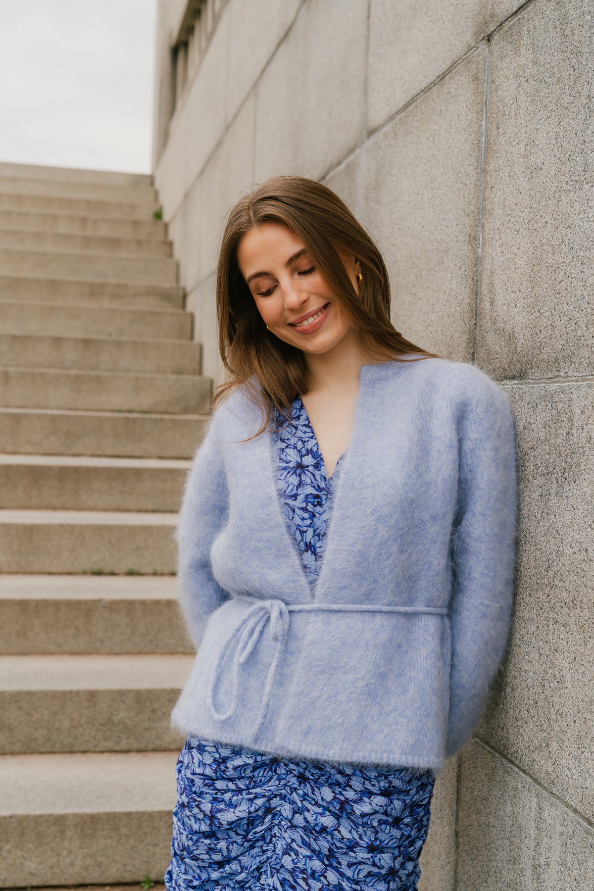 Fredrikke Chunky Cardigan - Blue Melange