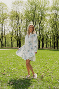 Poplin Button Down Mini Dress - Blue Field