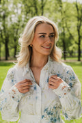 Poplin Button Down Mini Dress - Blue Field