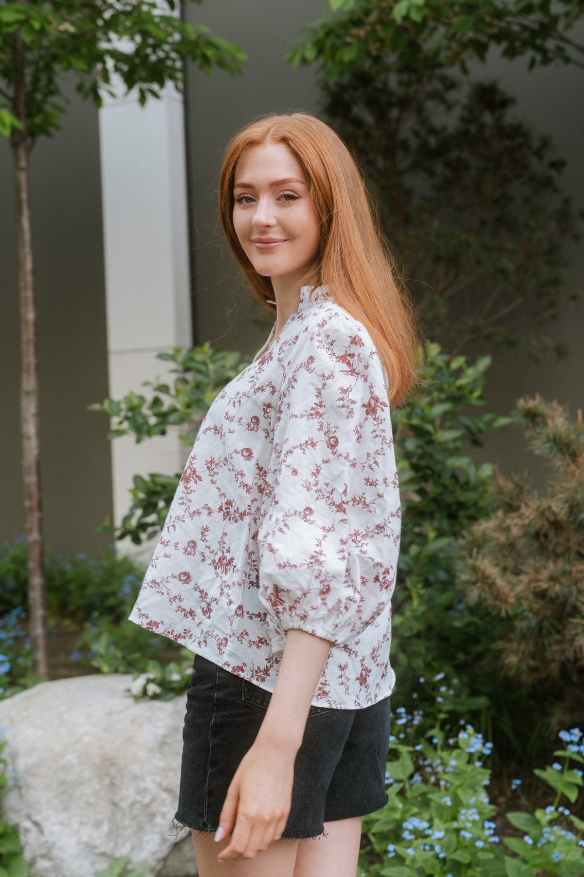 Trinidad Blouse - Red Ornament Print