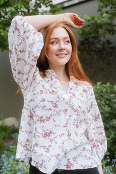 Trinidad Blouse - Red Ornament Print