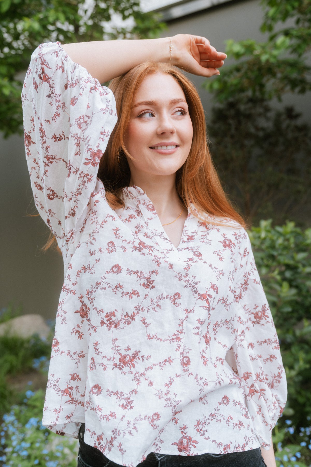 Trinidad Blouse - Red Ornament Print