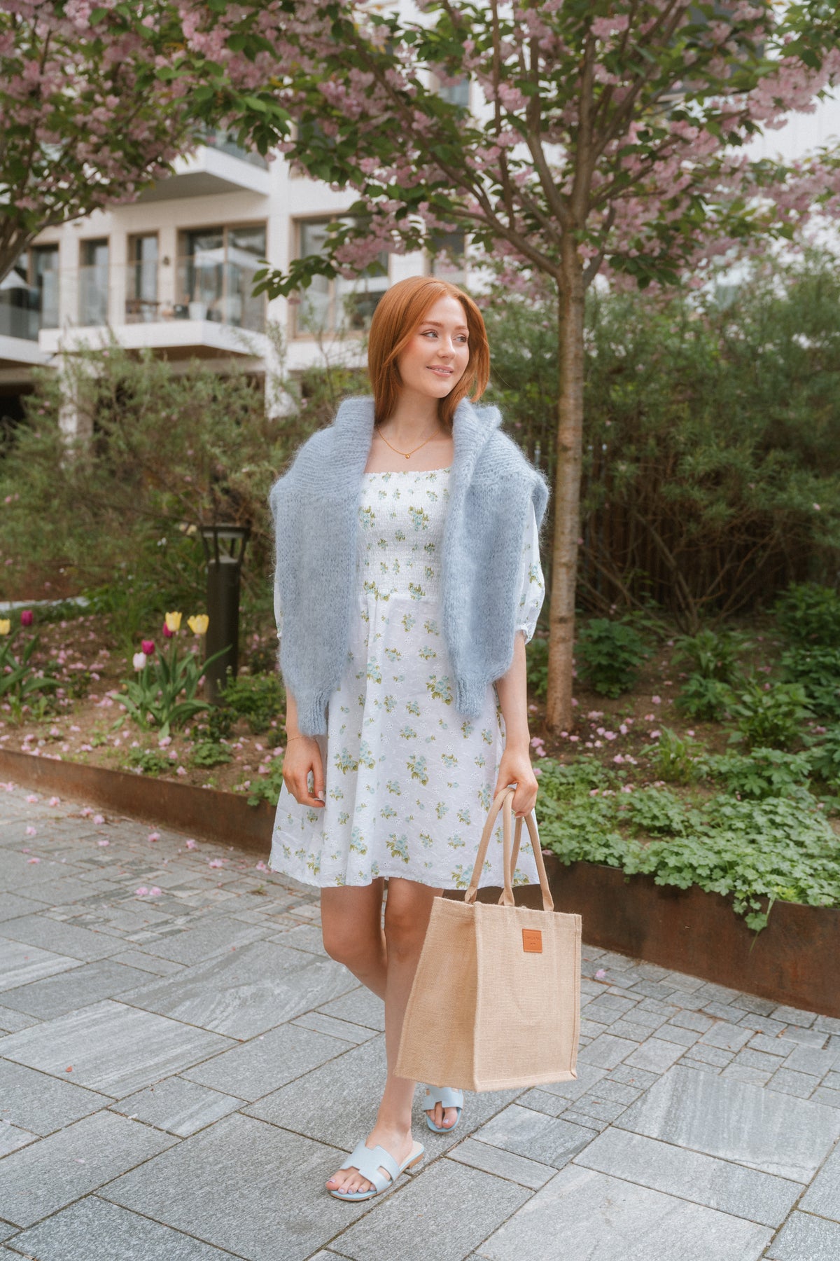 Michelle Dress - Mint Rose Print