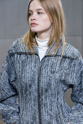 GANNI Cotton Tweed Curve Sleeve Jacket - Celestial Blue