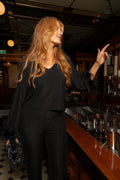 Peach Blouse - Black Glitter