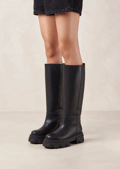 Katiuska Leather High Boot - Black
