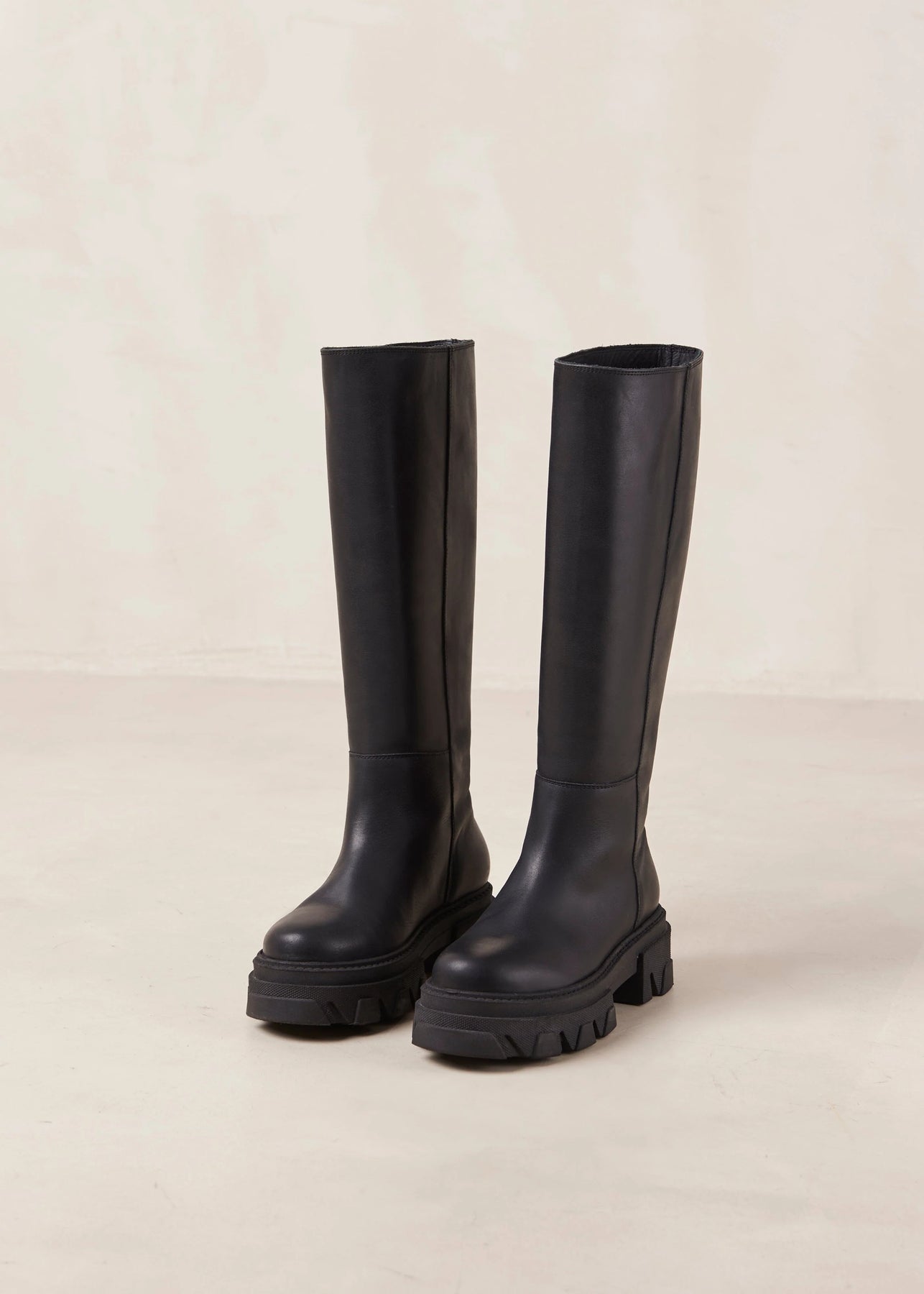 Katiuska Leather High Boot - Black